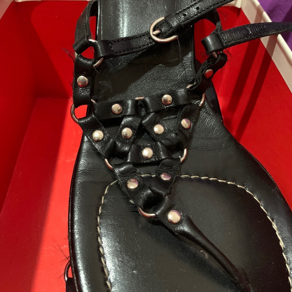 COACH brand size 11 leather strappy kitten heels